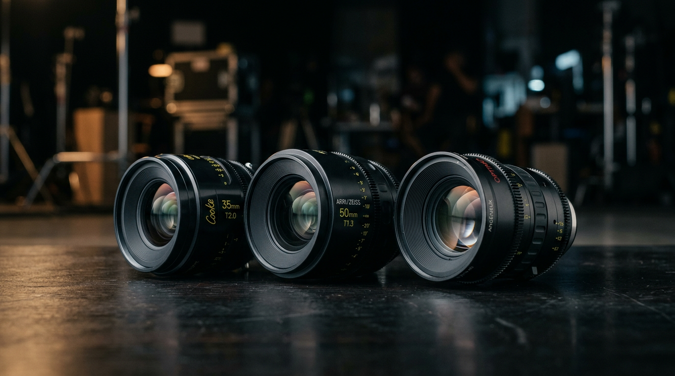 Three broadcast camera lenses in a row symbolising iGaming studio consolidation